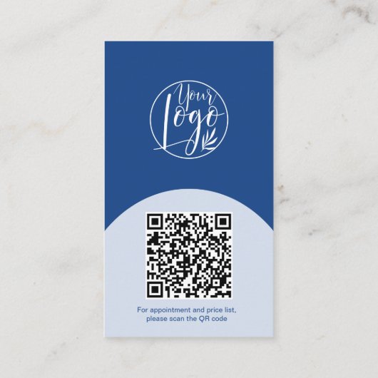 Moderne boog make-up blauw foto qr code logo visitekaartje (Achterkant)