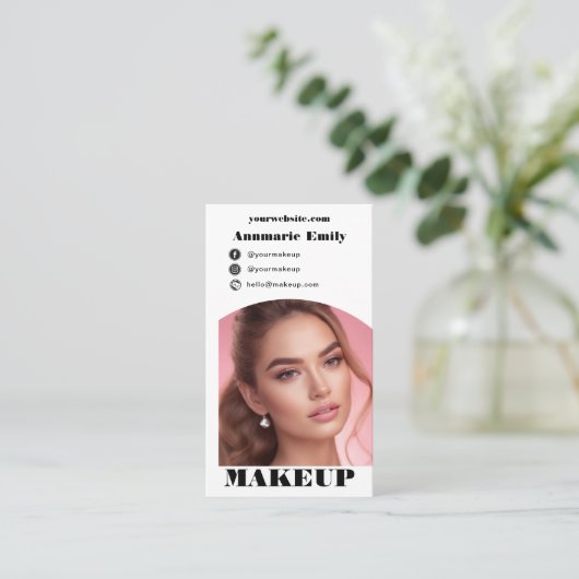 Moderne boog make-up foto qr code logo visitekaartje (Staand voorkant)
