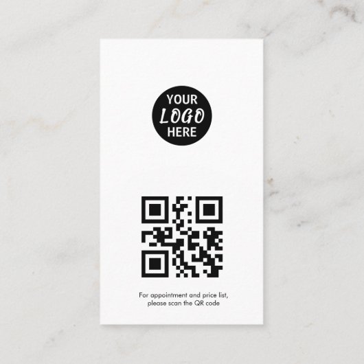 Moderne boog make-up foto qr code logo visitekaartje (Achterkant)