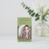 Moderne boog make-up groene foto qr-code logo visitekaartje (Staand voorkant)