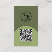 Moderne boog make-up groene foto qr-code logo visitekaartje (Achterkant)