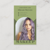Moderne boog make-up groene foto qr-code logo visitekaartje (Voorkant)