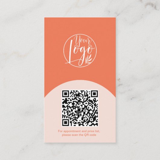 Moderne boog make-up koraal foto qr code logo visitekaartje (Achterkant)