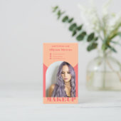 Moderne boog make-up perzik foto qr code logo visitekaartje (Staand voorkant)