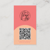 Moderne boog make-up perzik foto qr code logo visitekaartje (Achterkant)