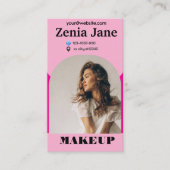 Moderne boog make-up roze foto qr code logo visitekaartje (Voorkant)