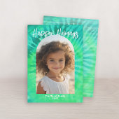 Moderne boog met Blauwgroen Stropdas-Dye - Kleurri Feestdagenkaart