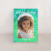 Moderne boog met Blauwgroen Stropdas-Dye - Kleurri Feestdagenkaart