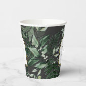 Moderne boog met waterverf gebladerte bruiloft papieren bekers (Links)