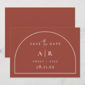 Moderne boog minimale trouw terracotta script save the date (Voorkant / Achterkant)