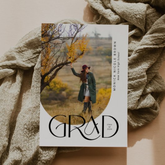 Moderne boog minimalistische foto afstudeerfeest kaart