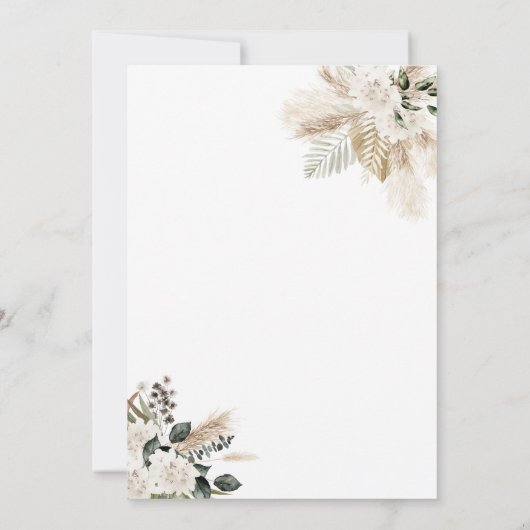 moderne boog pampas groen wedding uitnodiging (Achterkant)