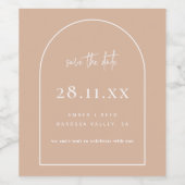 Moderne boog retro minimalistische blush stoffige  wijn etiket (Enkel label)