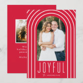 Moderne boog Rood en Wit 2 Foto Feestdagenkaart (Voorkant / Achterkant)