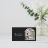 Moderne Boog Salon Spa QR Code Zwart Wit Visitekaartje (Staand voorkant)