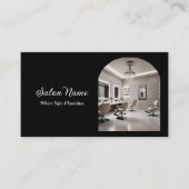 Moderne Boog Salon Spa QR Code Zwart Wit Visitekaartje (Voorkant)