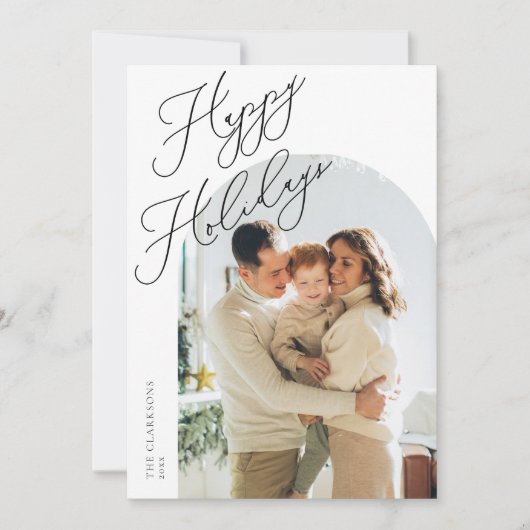 Moderne Boog Script Vakantie Feestdagenkaart (Voorkant)