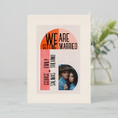 Moderne boog, Sinaasappel en roze, fotogebied Folie Uitnodiging (Staand Voorkant)