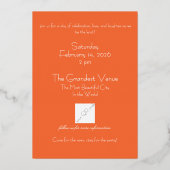 Moderne boog, Sinaasappel en roze, fotogebied Folie Uitnodiging (Achterkant)