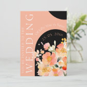 Moderne boog Sinaasappel Perzik en zwart bloemenbr Kaart (Staand voorkant)