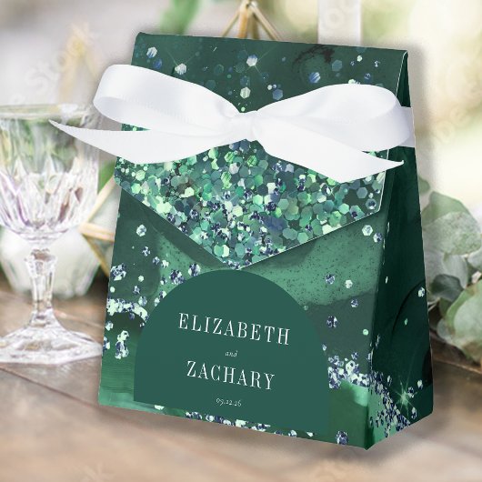 Moderne Boog Smaragdgroene Agaat Glitters Bedankdoosjes