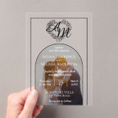 Moderne Boog Stijl Foto Monogram Huwelijk Acryl Uitnodigingen (Insitu (Draagbaar))