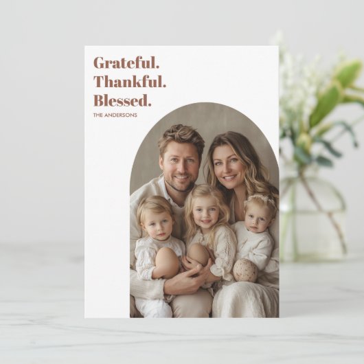 Moderne boog Thanksgiving-foto Kaart (Staand voorkant)