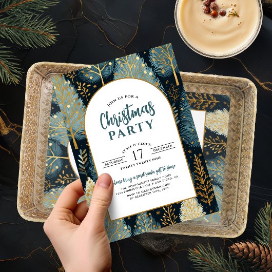 Moderne boog vakantie bos aangepast kerstfeest kaart