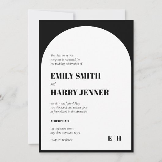 Moderne boog vet typografie QR-code bruiloft Kaart (Voorkant)