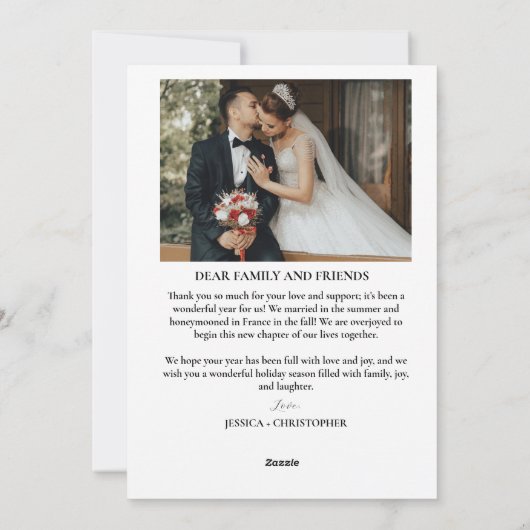 Moderne boog Vrolijk & Getrouwd Kerstmis Bruiloft Feestdagenkaart (Achterkant)