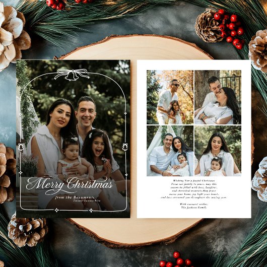 Moderne boog Vrolijke Kerstfoto Feestdagenkaart