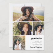 Moderne boog wit 5 foto's afstuderen kaart (Achterkant)