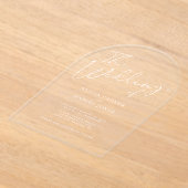 Moderne boog witte kalligrafie script bruiloft acryl uitnodigingen (Laagn)