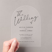 Moderne boog zwarte kalligrafie script bruiloft acryl uitnodigingen (Insitu (Draagbaar))