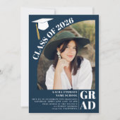 Moderne boogblauw 5 foto's afstuderen kaart (Voorkant)