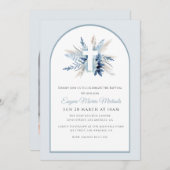 Moderne boogblauwe bloemendoop kaart (Voorkant / Achterkant)