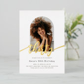 Moderne boogfoto 30e verjaardag Folie uitnodiging (Staand Voorkant)