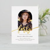 Moderne boogfoto 40e verjaardag Folie uitnodiging (Staand Voorkant)