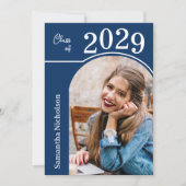 Moderne boogfoto afstuderen blauw kaart (Voorkant)