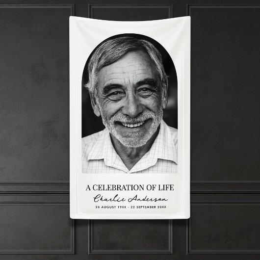 Moderne boogfoto begrafenis of herdenkingsdienst spandoek