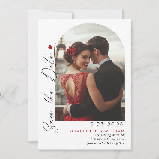 Moderne boogfoto Bewaar de datum Kaart (Voorkant)