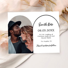 Moderne boogfoto bruiloft Save the Date Flyer