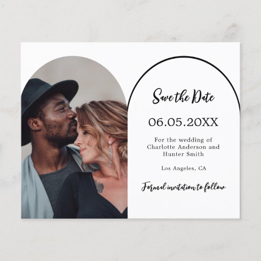 Moderne boogfoto bruiloft Save the Date kaart (Voorkant)