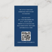 Moderne boogfoto dunne rand QR-code donkerblauw Visitekaartje (Achterkant)