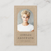 Moderne boogfoto dunne rand QR code Kraft papier Visitekaartje (Voorkant)