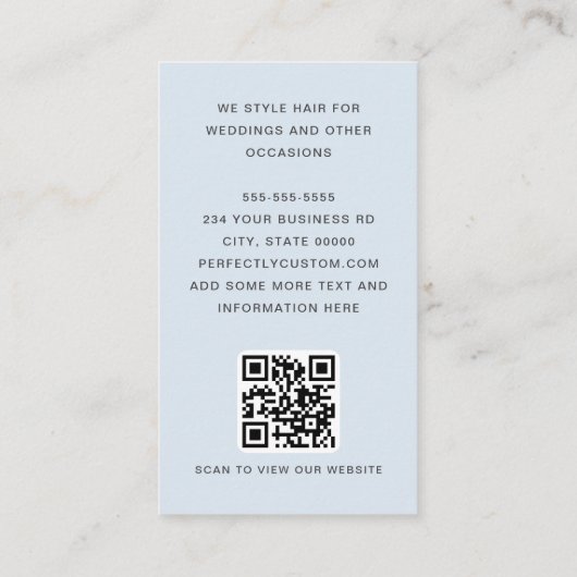Moderne boogfoto dunne rand QR-code lichtblauw Visitekaartje (Achterkant)
