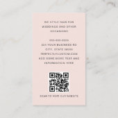 Moderne boogfoto dunne rand QR-code lichtroze Visitekaartje (Achterkant)