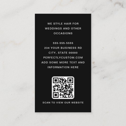 Moderne boogfoto dunne rand QR-code zwart Visitekaartje (Achterkant)