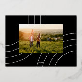 Moderne boogfoto elegante kerst folie feestdagenkaart (Achterkant)