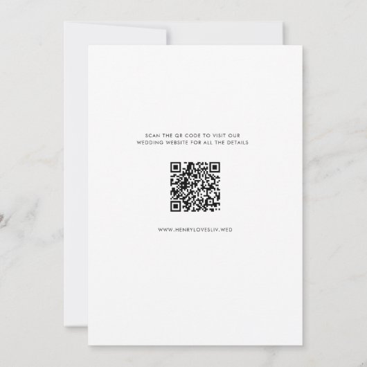 Moderne boogfoto en QR-code verticale bruiloft Kaart (Achterkant)